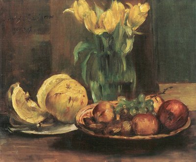 Still Life with Yellow Tulips, Apples and Grapefruit by Lovis Corinth